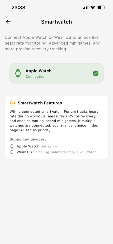 Forjum Smartwatch settings — Apple Watch connected