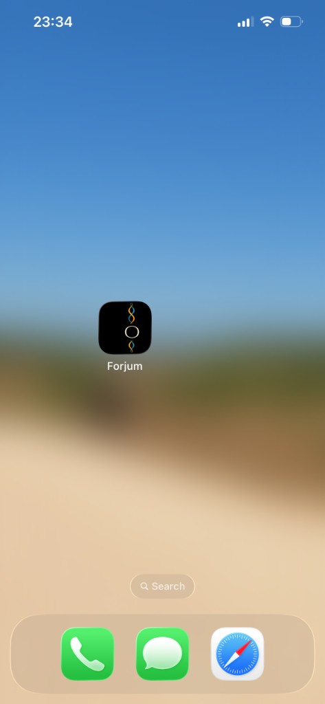 Forjum app icon on iPhone home screen after install